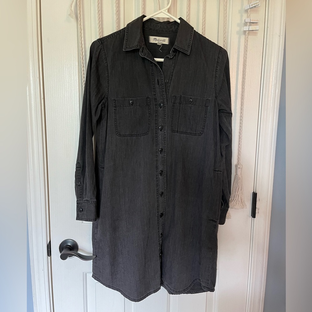 EC Madewell Black Denim Long Sleeve Dress XS